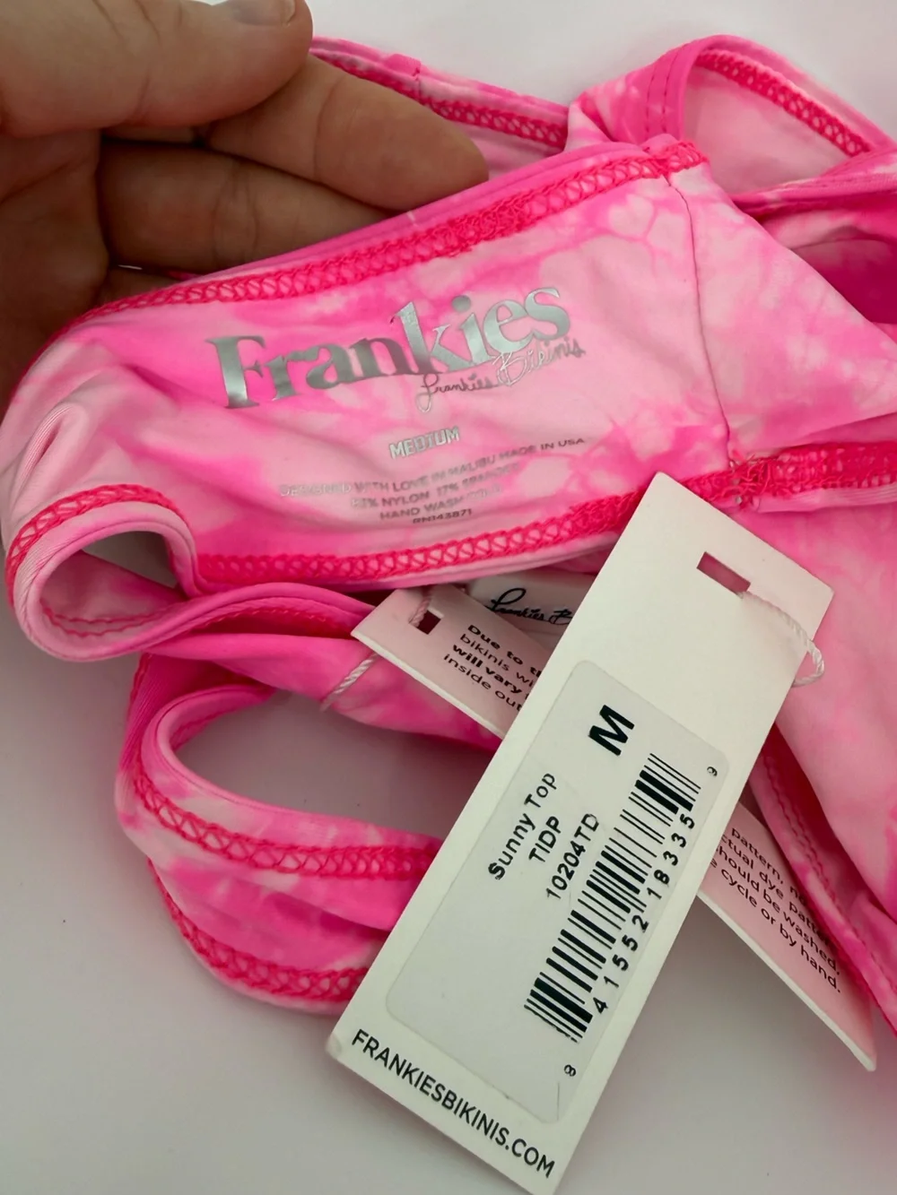 NWT Frankies Bikinis Sunny Top | Pink Tie Dye | Medium